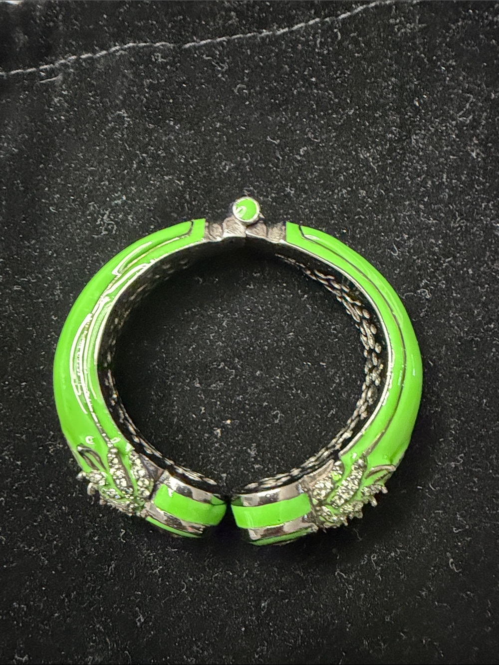 Authentic M.C.L. Sterling  silver & green enamel bangle bracelet